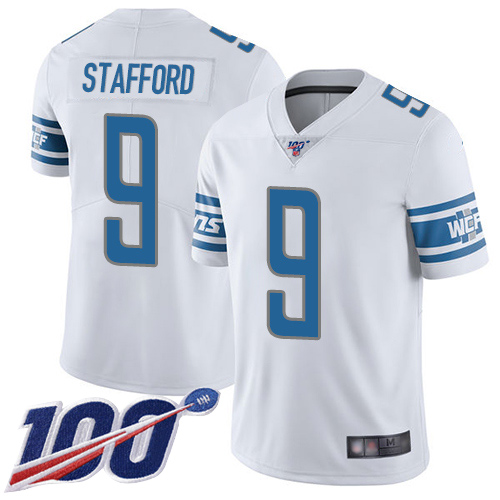 Detroit Lions Limited White Men Matthew Stafford Road Jersey NFL Football #9 100th Season Vapor Untouchable->youth nfl jersey->Youth Jersey